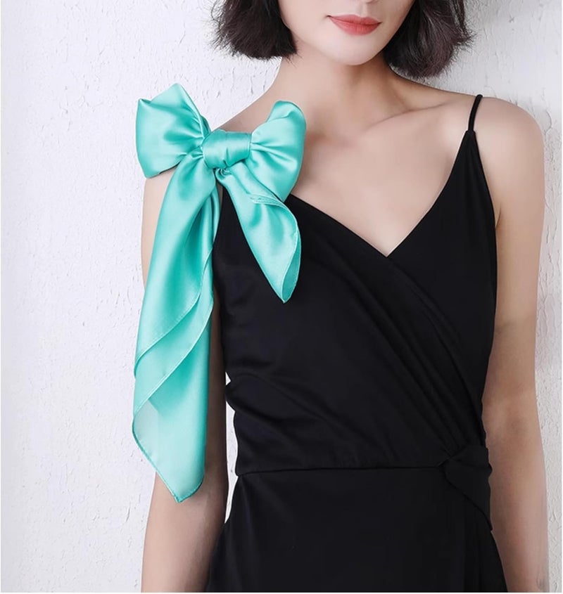 Chung Women's Square Satin Scarf 27.5" Bandanas Solid 50s Retro Neck Scarves Emulation Silk Handbag Hair Ribbons Necktie - Image 5